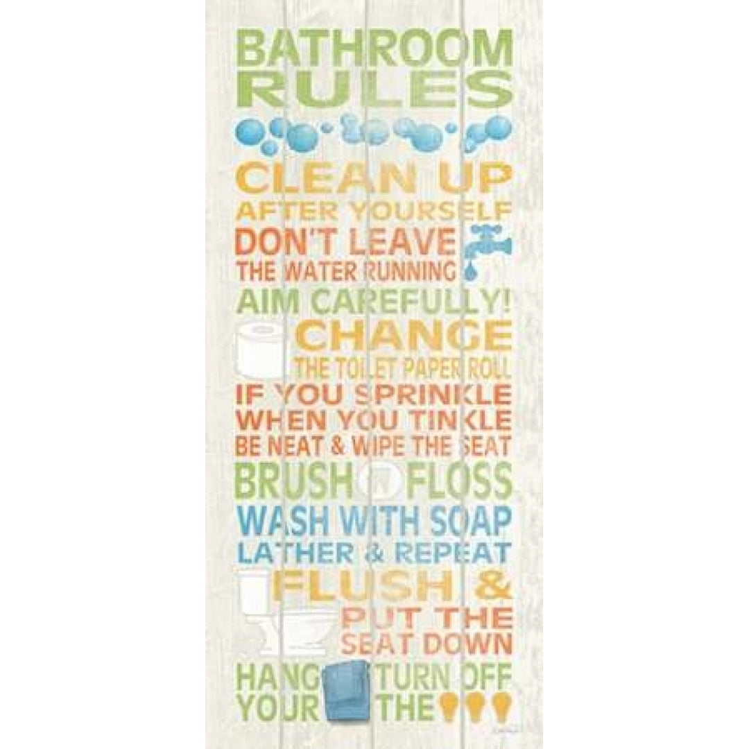 Bathroom Rules II Poster Print by N. Harbick Image 1