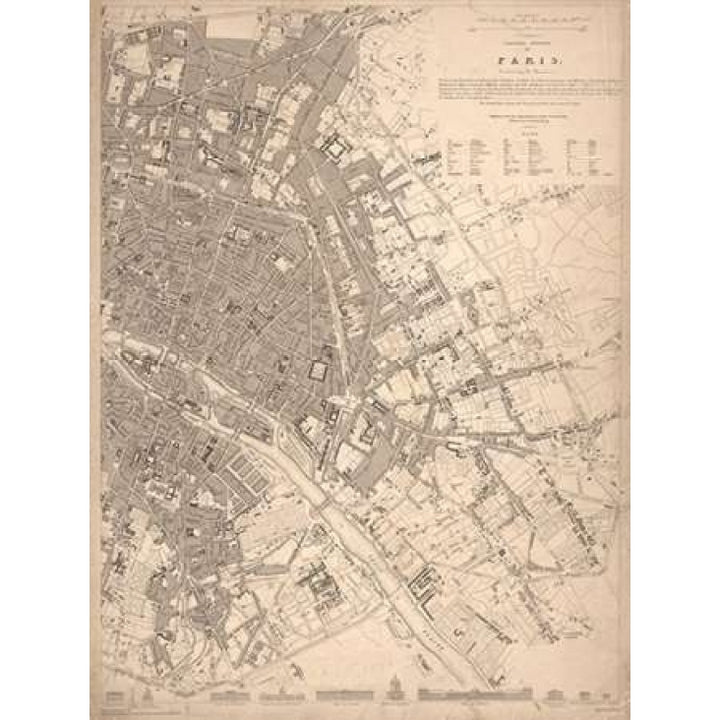 1833 Paris Map Poster Print by N. Harbick Image 2