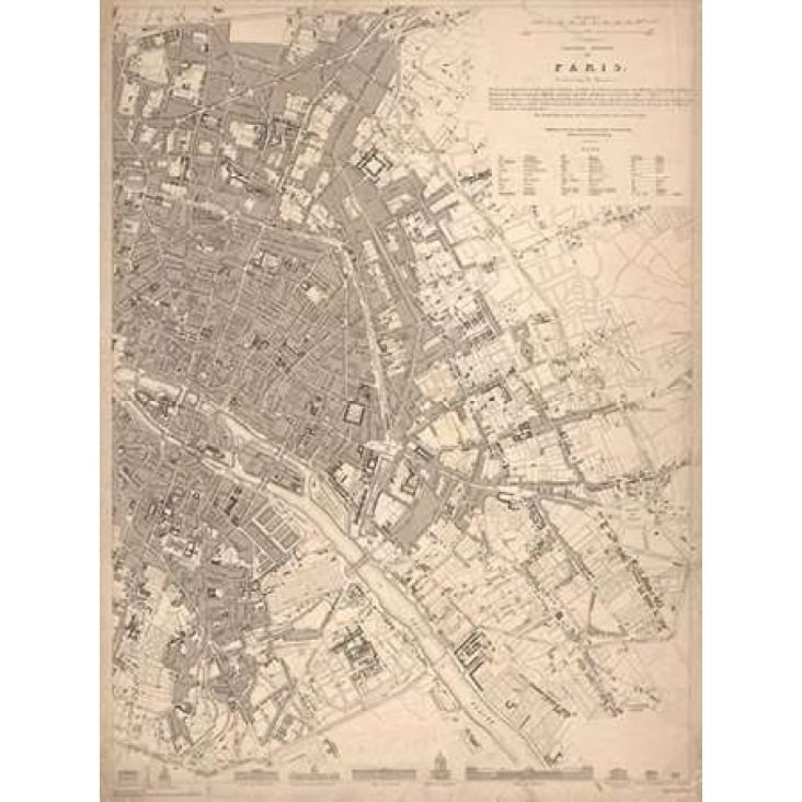 1833 Paris Map Poster Print by N. Harbick Image 1