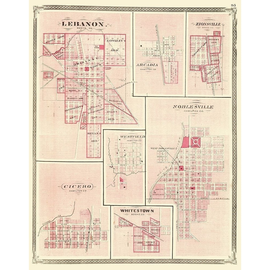 Lebanon Arcadia Zionsville Indiana - Baskin 1876 Poster Print by Baskin Baskin INLE0001 Image 1