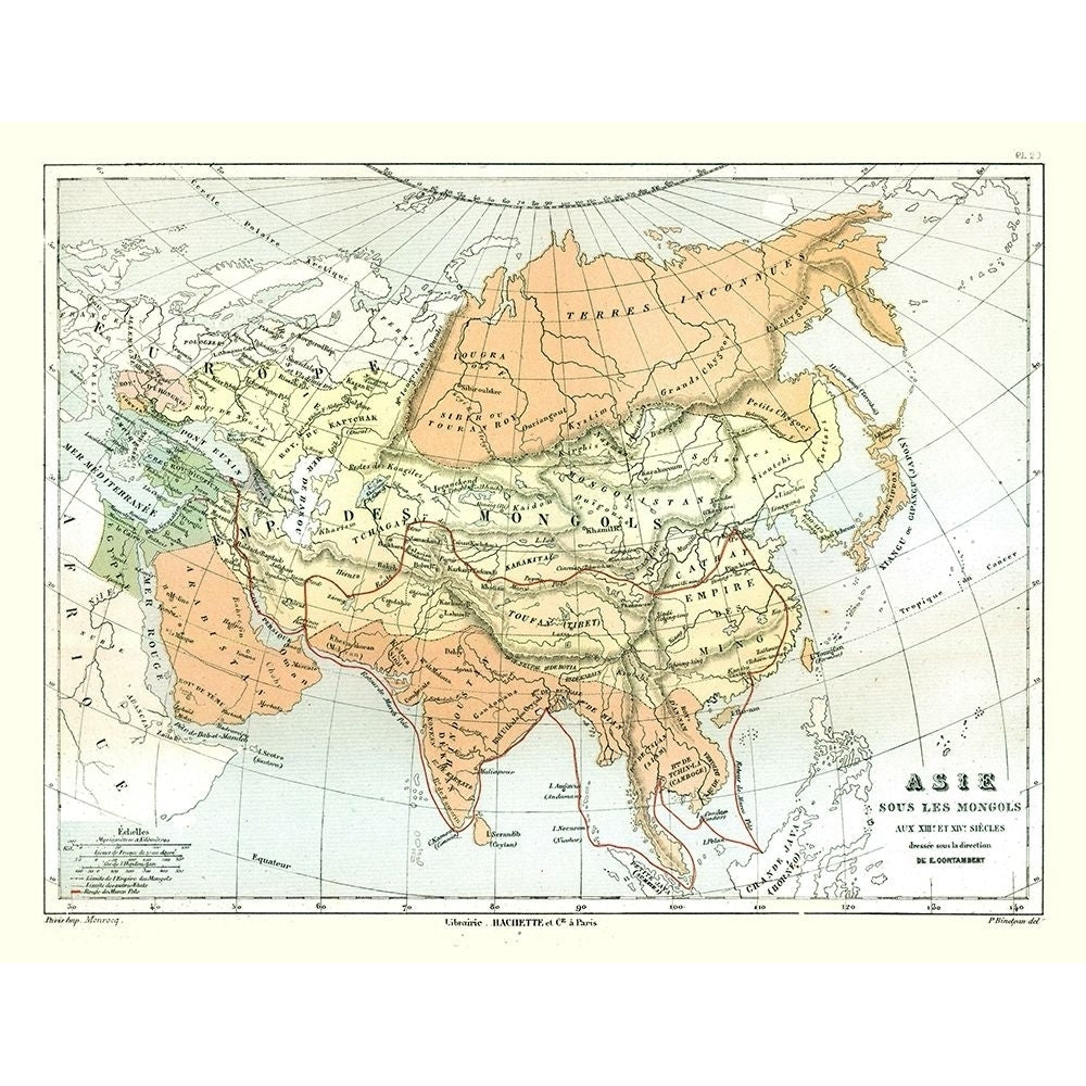 Asia Mongolian Empire - Cortambert 1880 Poster Print by Cortambert Cortambert ITAS0047 Image 1