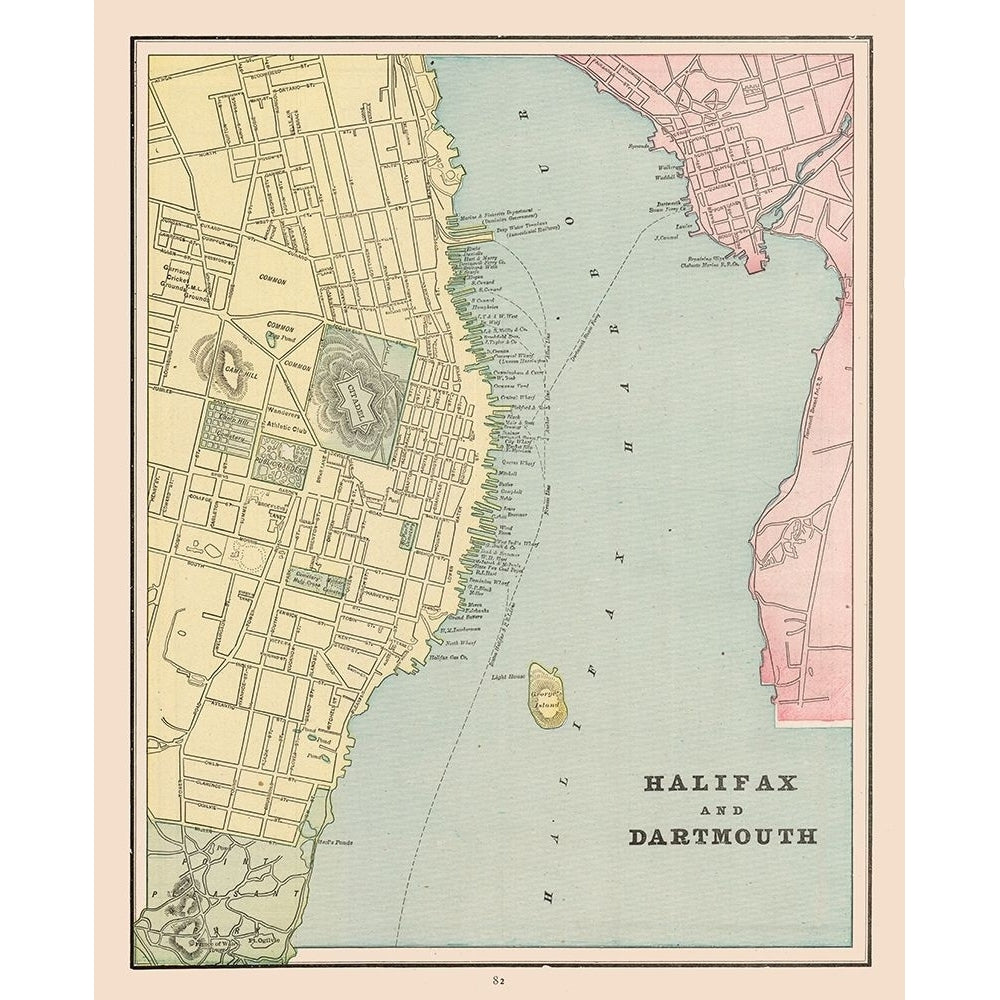 Halifax Dartmouth Canada - Cram 1892 Poster Print by Cram Cram ITCA0097 Image 1