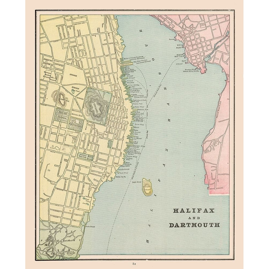 Halifax Dartmouth Canada - Cram 1892 Poster Print by Cram Cram ITCA0097 Image 1