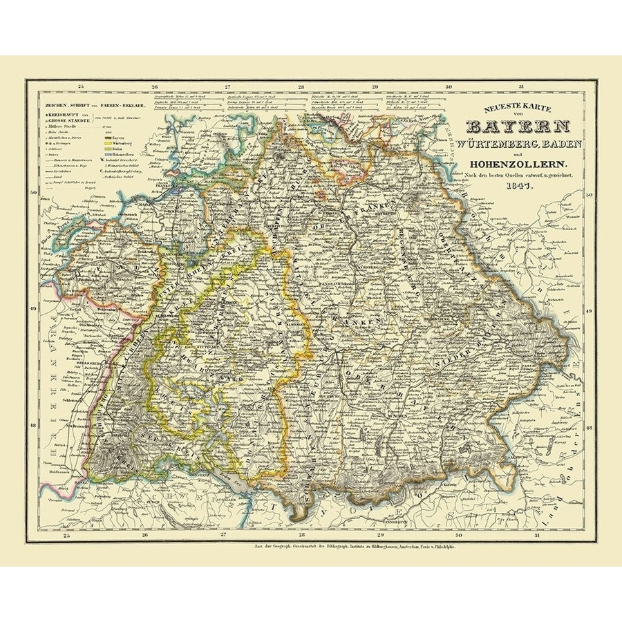 Bavaria Province Germany - 1841 Poster Print by Unknown Unknown ITDE0012 Image 1