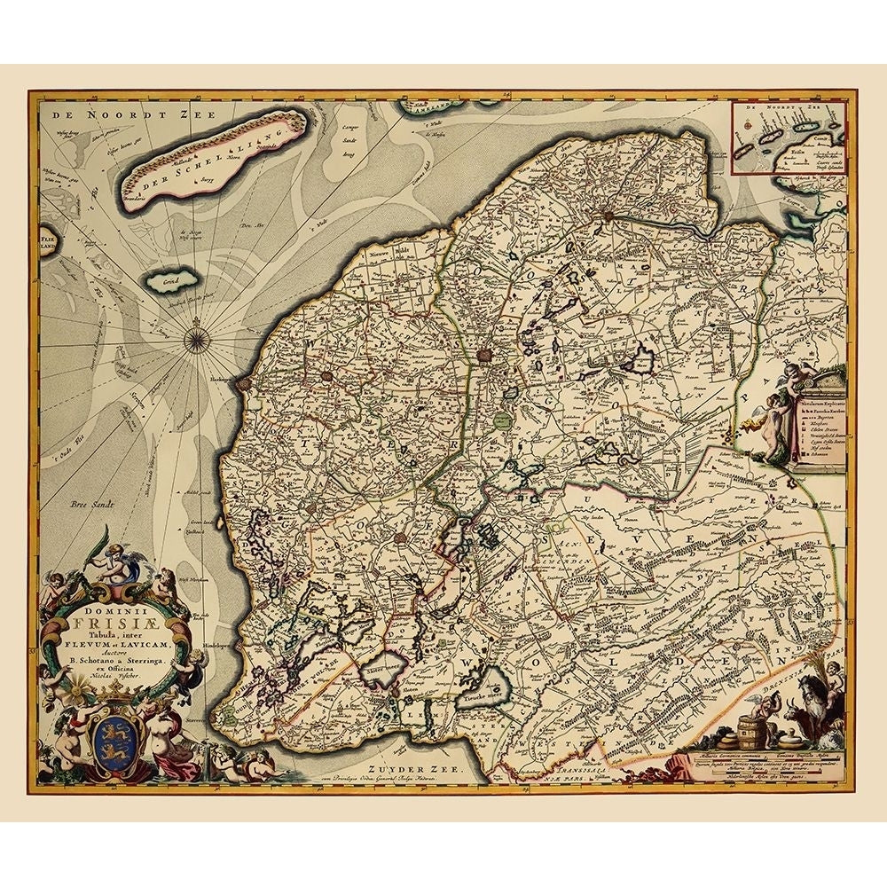 Friesland Province Netherlands - Visscher 1680 Poster Print by Visscher Visscher ITFR0013 Image 1