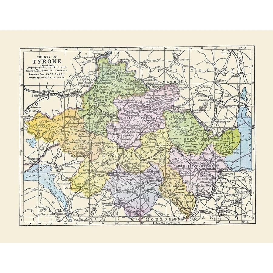 Tyrone County Ireland - Bartholomew 1882 Poster Print by Bartholomew Bartholomew ITIR0023 Image 1