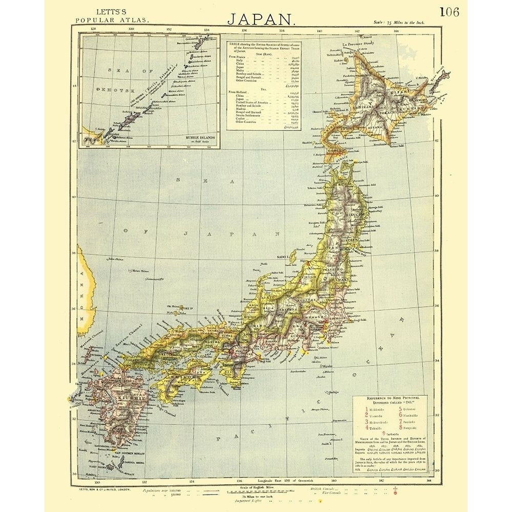 Japan - Letts 1883 Poster Print by Letts Letts ITJA0041 Image 1