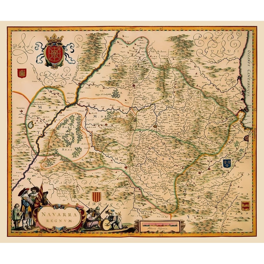 Iberian Peninsula Navarre Spain - Jansson 1638 Poster Print by Jansson Jansson ITNA0032 Image 1