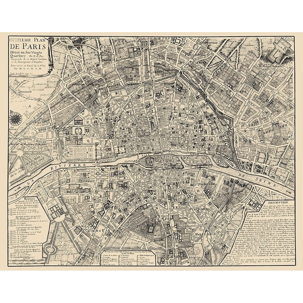 Paris France - De Fer 1705 Poster Print by De Fer De Fer ITPA0009 Image 1