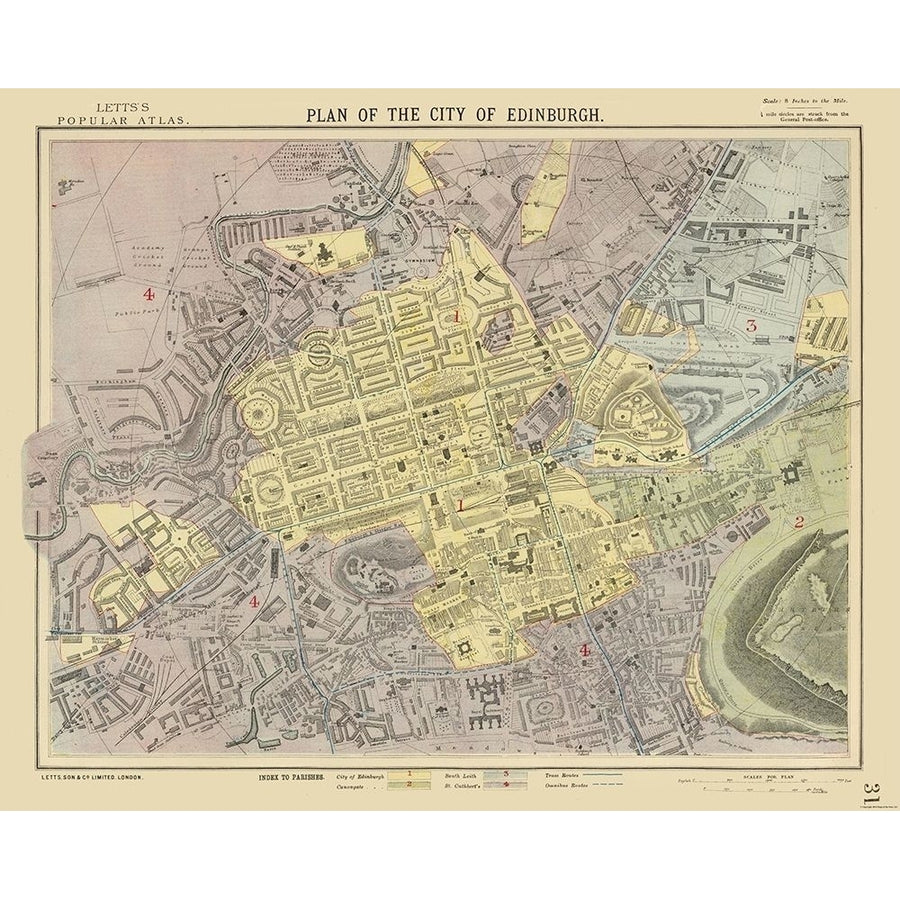 Scotland - Edinburgh - Plan - Letts 1883 Poster Print by Letts Letts ITSC0070 Image 1