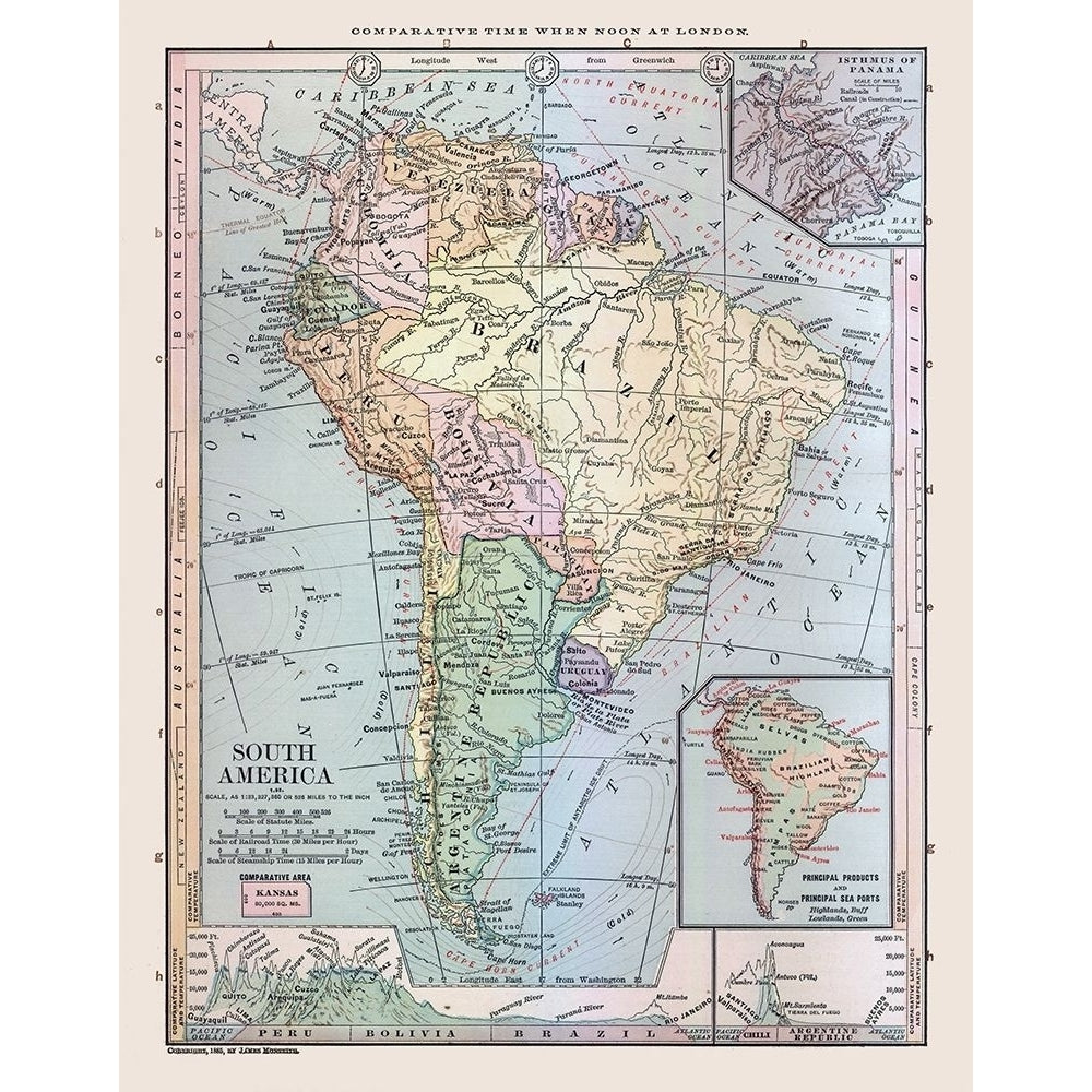 South America - Monteith 1882 Poster Print by Monteith Monteith ITSA0066 Image 1