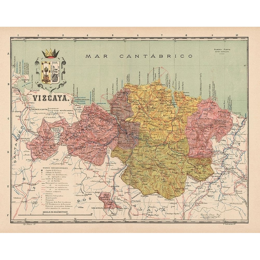 Vizcaya Spain Europe - Martin 1901 Poster Print by Martin Martin ITSP0114 Image 1