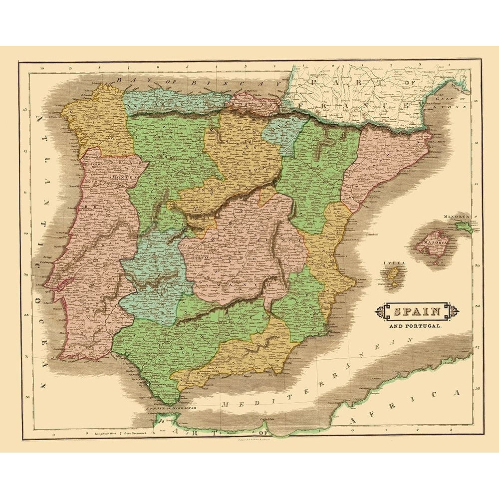 Spain Portugal - Hamilton 1831 Poster Print by Hamilton Hamilton ITSP0023 Image 1