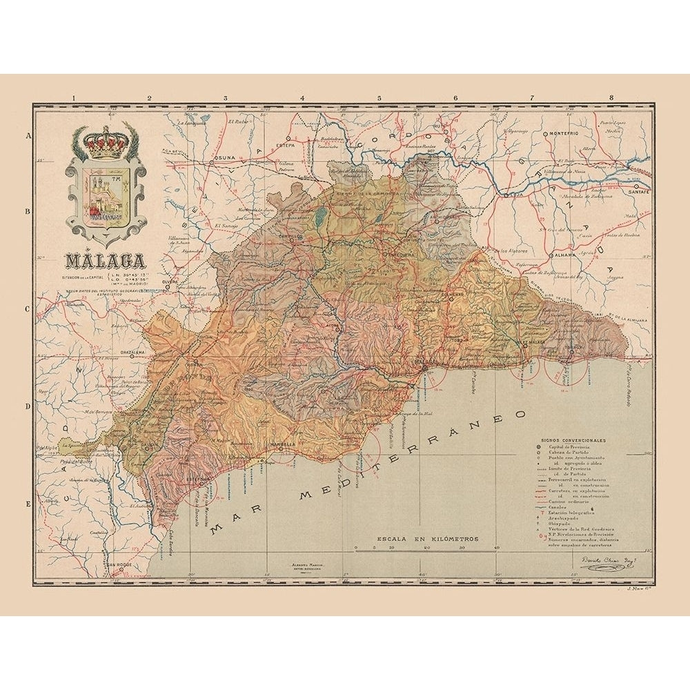 Malaga Spain Europe - Martin 1911 Poster Print by Martin Martin ITSP0158 Image 1