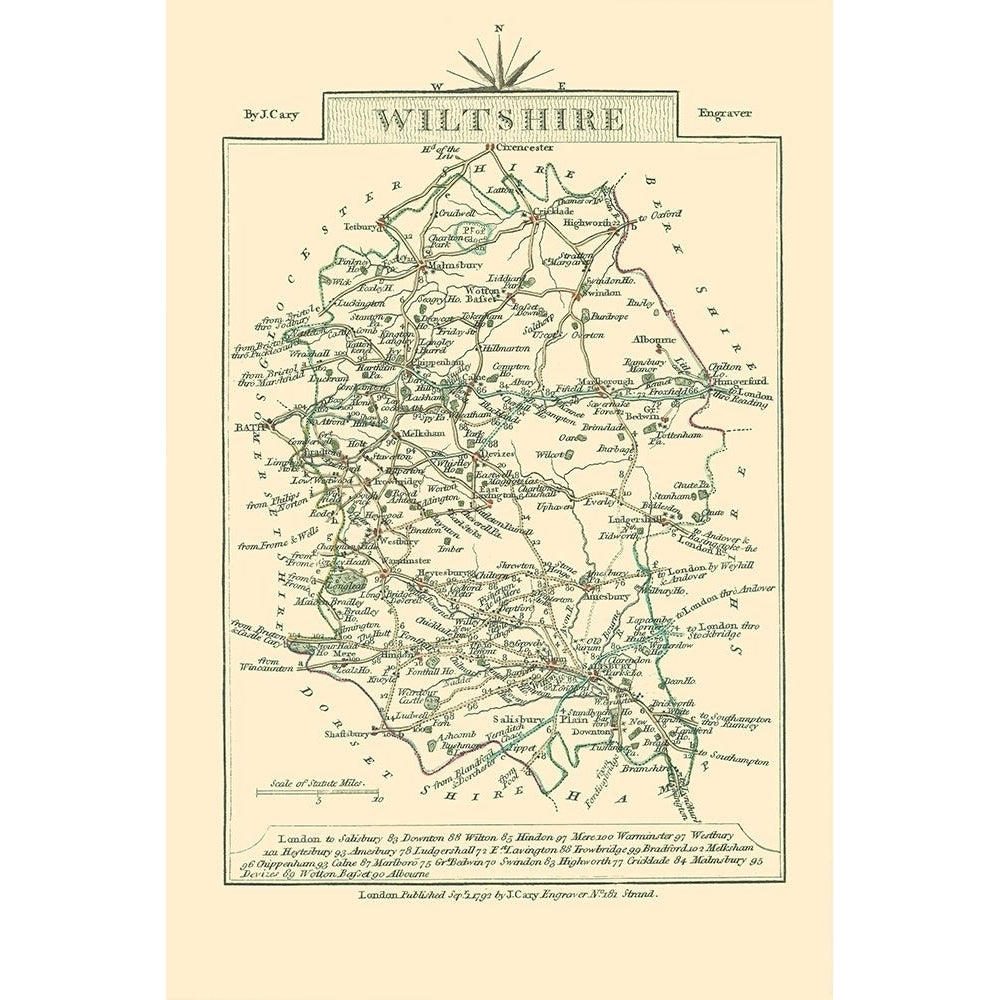 Wiltshire County England - Cary 1792 Poster Print by Cary Cary ITWI0006 Image 1