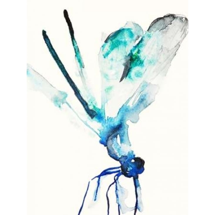 Blue and Green Dragonfly Poster Print by Karin Johannesson Image 2