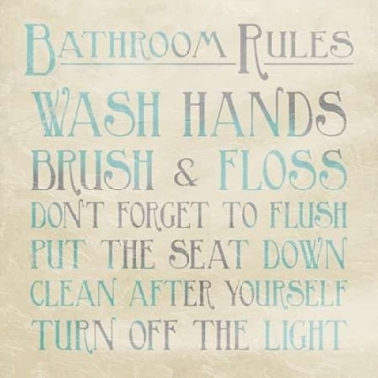 Bathroom Rules Teal Poster Print by Jace Grey Image 2