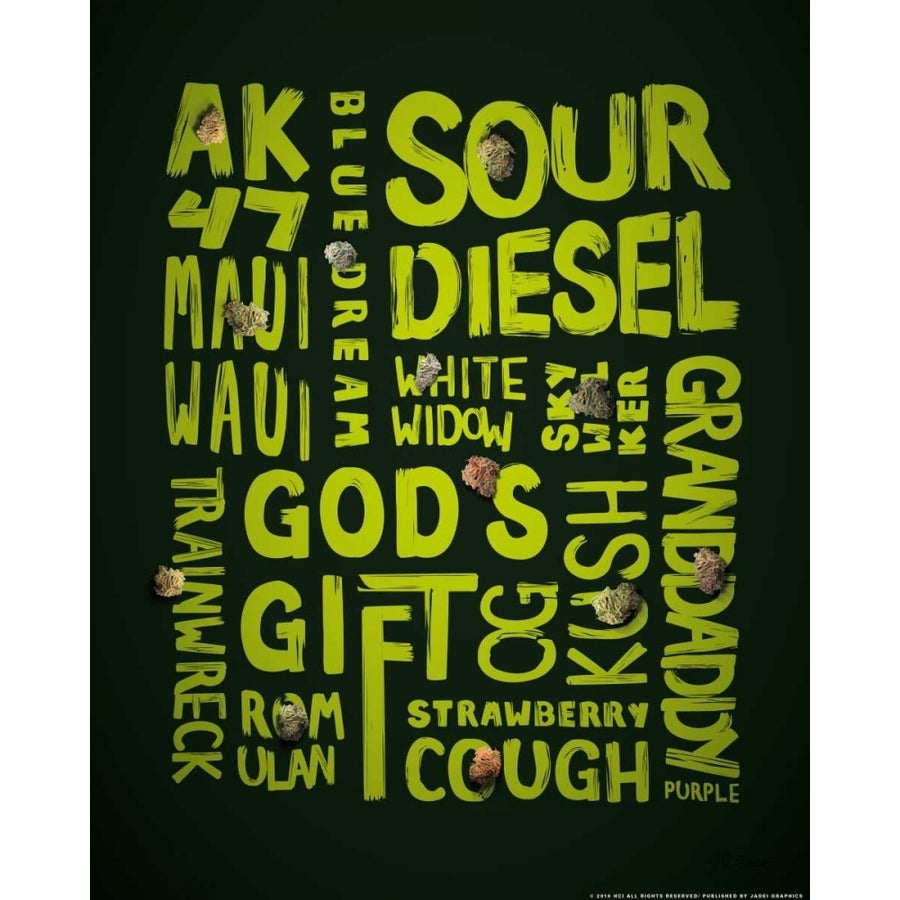 Green Words Poster Print by JJ Brando Image 1