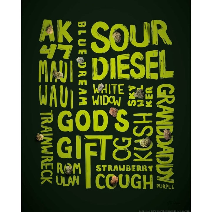 Green Words Poster Print by JJ Brando Image 1