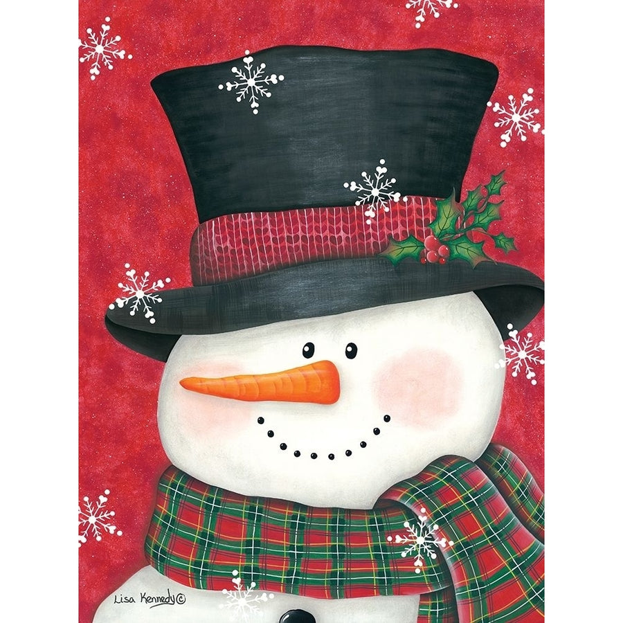 Holly and Red Plaid Snowman Poster Print by Lisa Kennedy Image 1