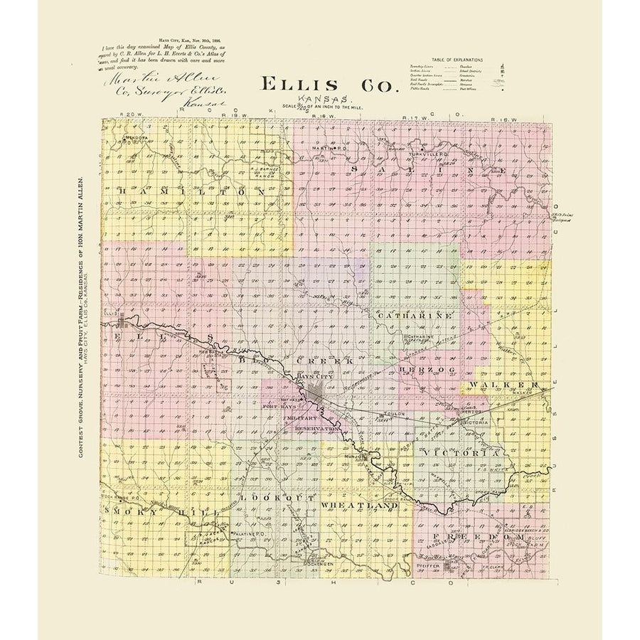 Ellis Kansas - Everts 1887 Poster Print by Everts Everts KSEL0004 Image 1