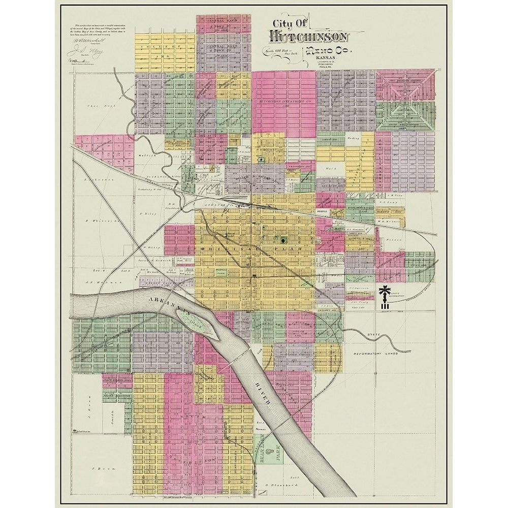 Hutchinson Kansas Landowner - Everts 1887 Poster Print by Everts Everts KSHU0001 Image 1