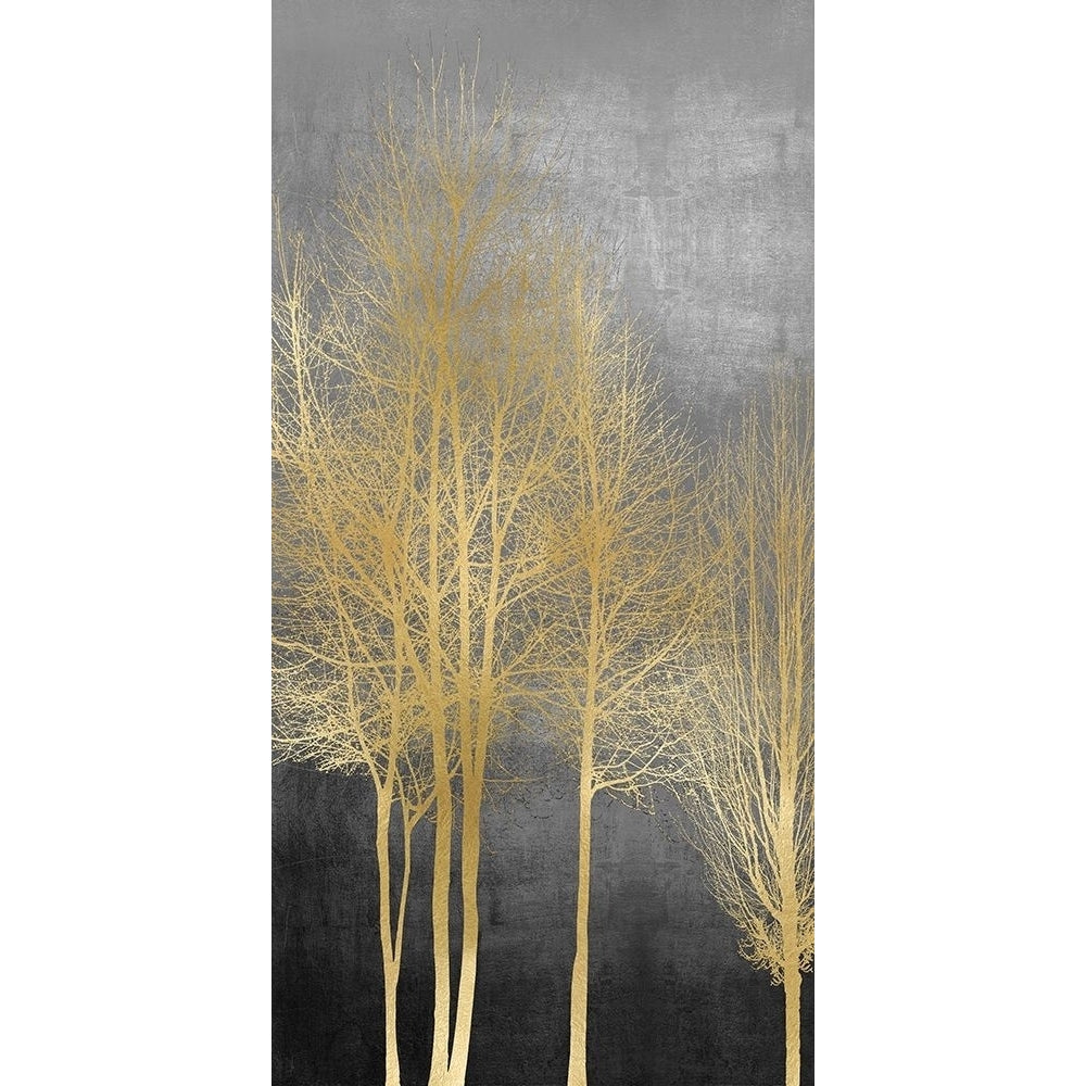 Gold Trees on Gray Panel I by Kate Bennett Image 1