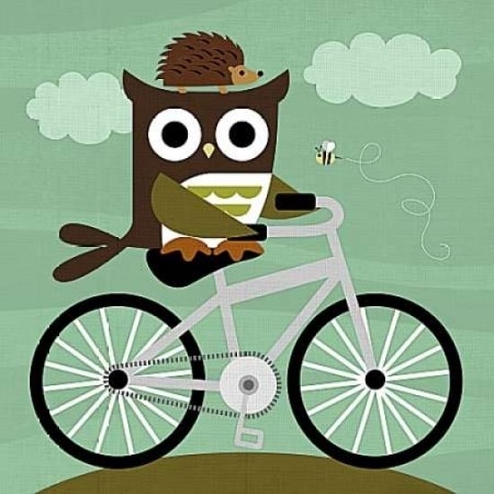 Owl and Hedgehog on Bicycle Poster Print by Nancy Lee Image 1