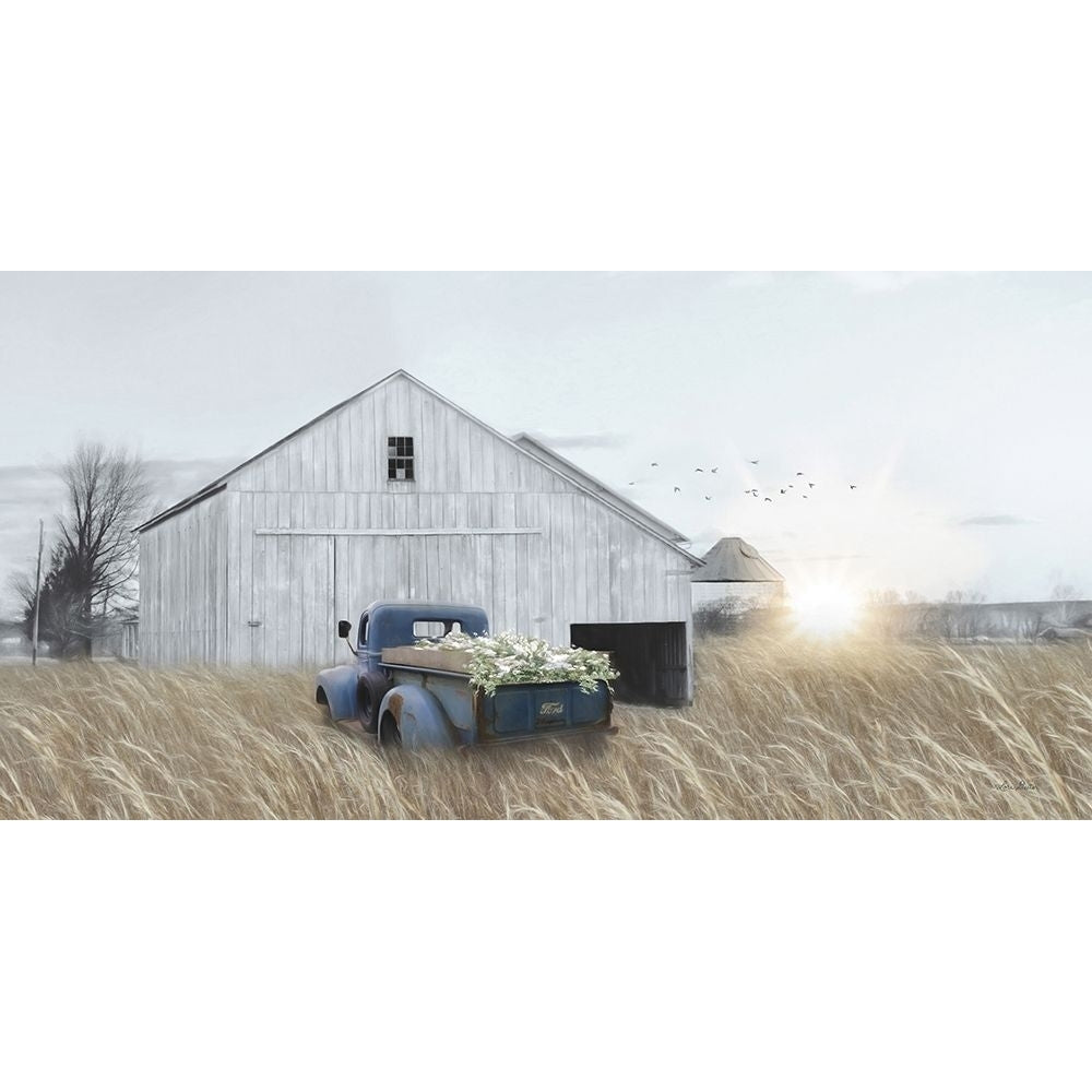 Navy Blue Truck with Flowers Poster Print by Lori Deiter LD2020 Image 1