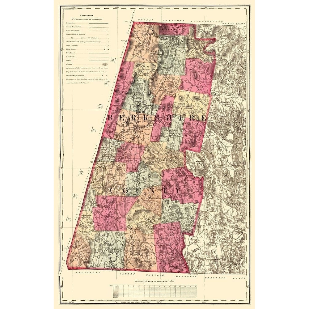 Berkshire Massachusetts - Walling 1871 Poster Print by Walling Walling MABE0001 Image 1