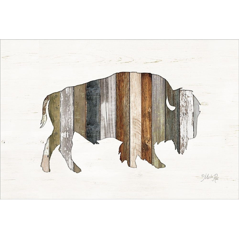 Wood Slat Bison Poster Print by Marla Rae Image 1