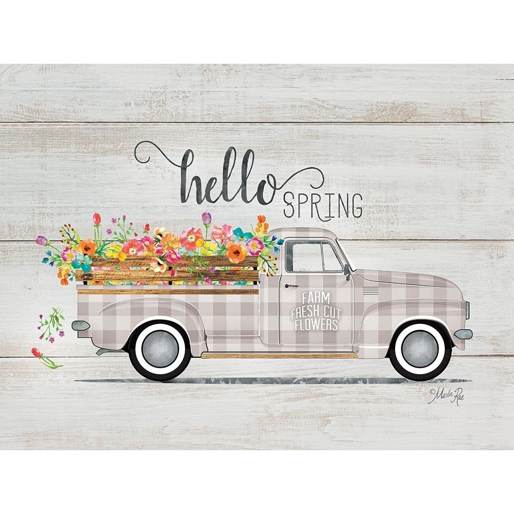 Hello Spring Vintage Truck Poster Print by Marla Rae Image 1