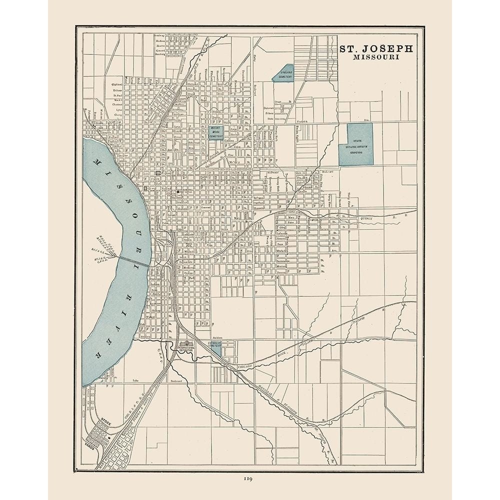 St Joseph Missouri- Cram 1892 Poster Print by Cram Cram MISJ0001 Image 1