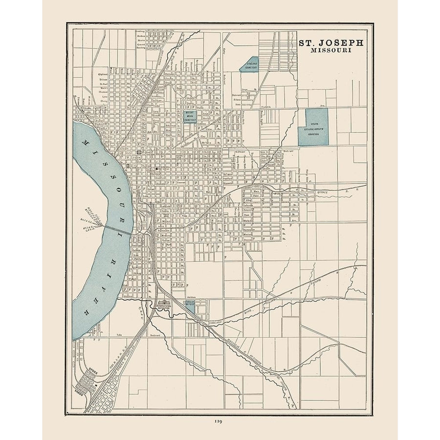 St Joseph Missouri- Cram 1892 Poster Print by Cram Cram MISJ0001 Image 1