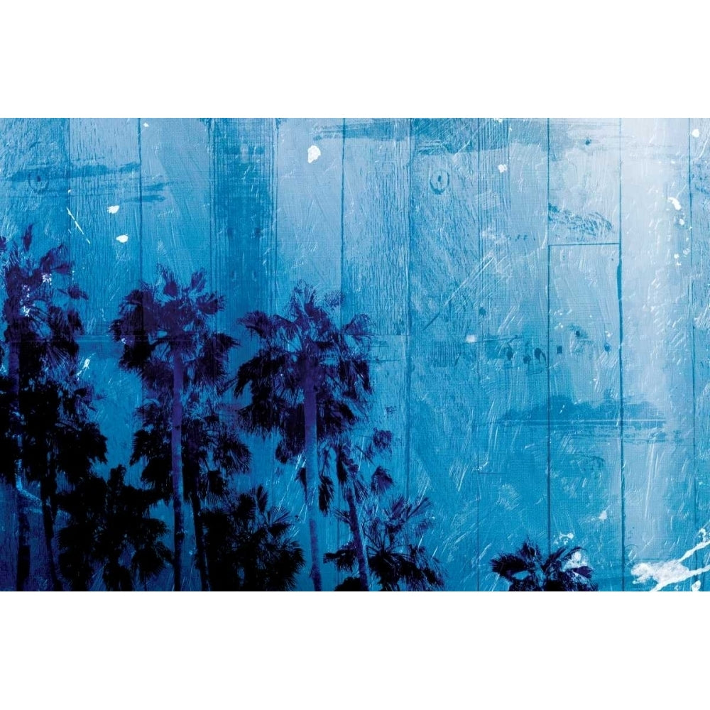 Palm Cool Night Blue Horizontal Poster Print by Milli Villa Image 1