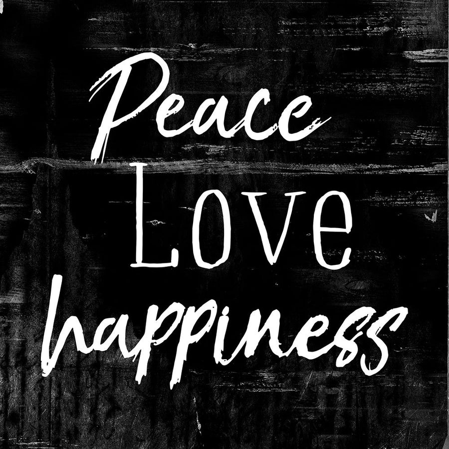 Peace Love Happiness Black Poster Print by Mlli Villa Image 1