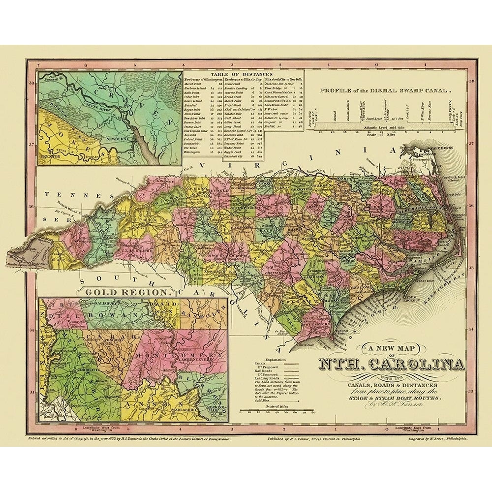 North Carolina - Tanner 1833 Poster Print by Tanner Tanner NCZZ0004 Image 1