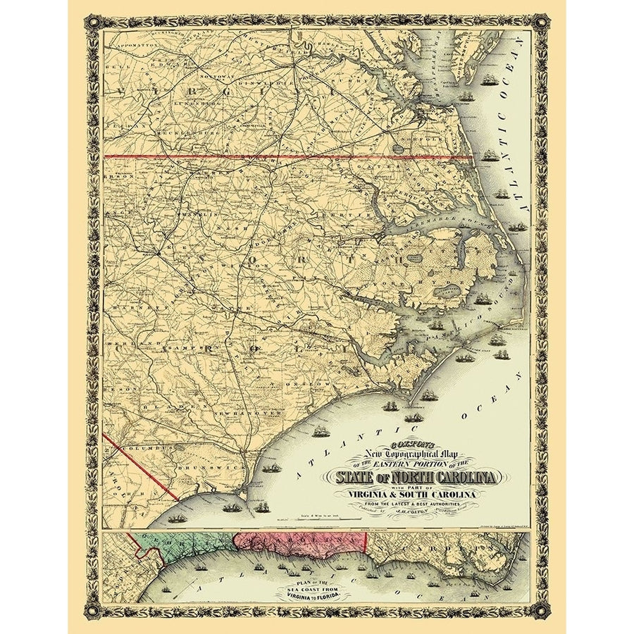 North Carolina Eastern Portion - Colton 1861 Poster Print by Colton Colton NCZZ0001 Image 1