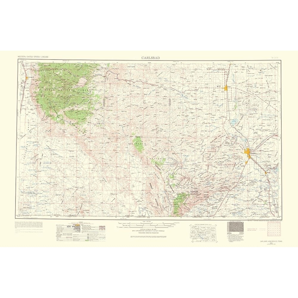 Carlsbad Mexico Quad - USGS 1963 Poster Print by USGS USGS NMCA0001 Image 1