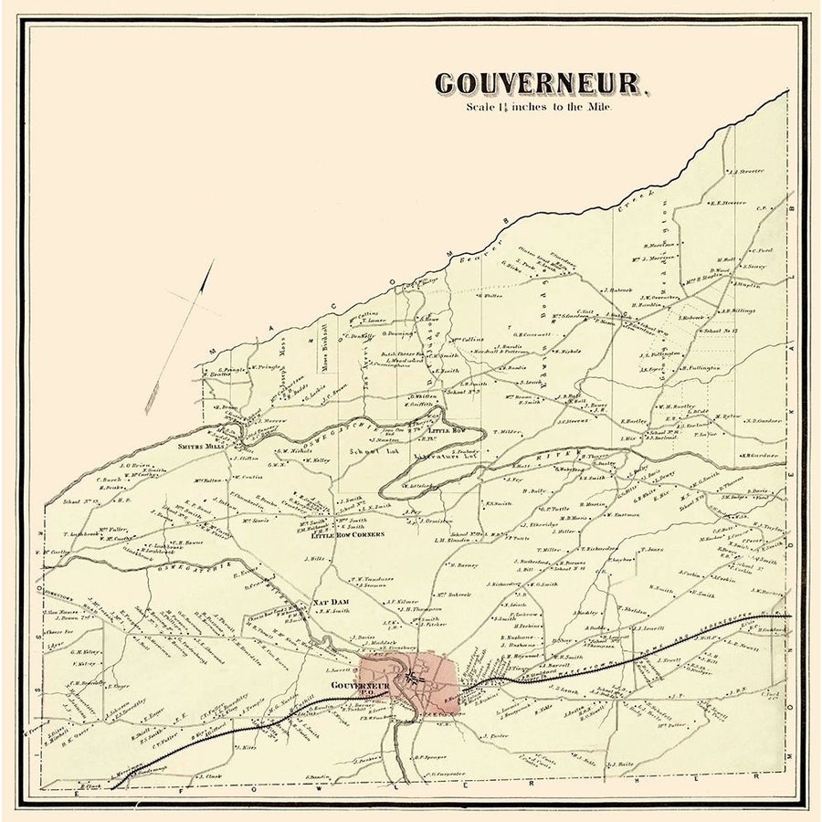 Gouverneur York Landowner - Stone 1865 Poster Print by Stone Stone NYGO0002 Image 1