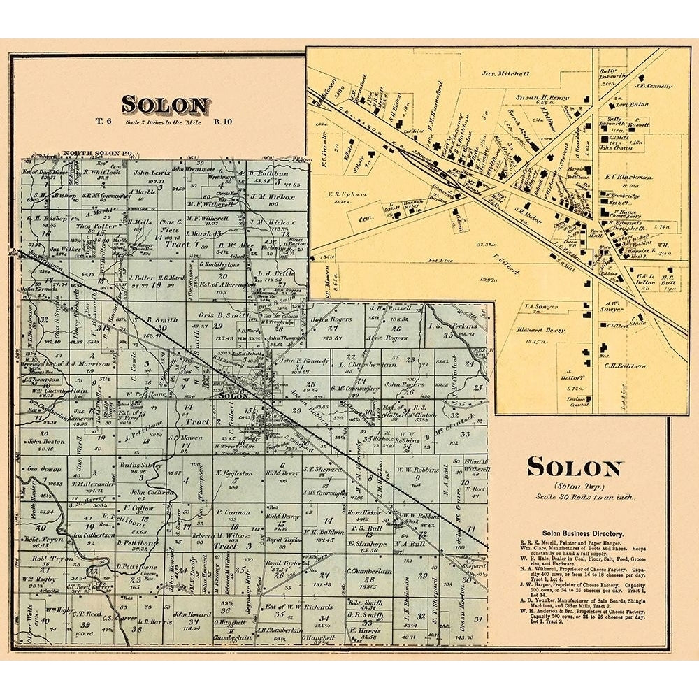 Solon Ohio Landowner - Titus 1876 Poster Print by Titus Titus OHSO0001 Image 1