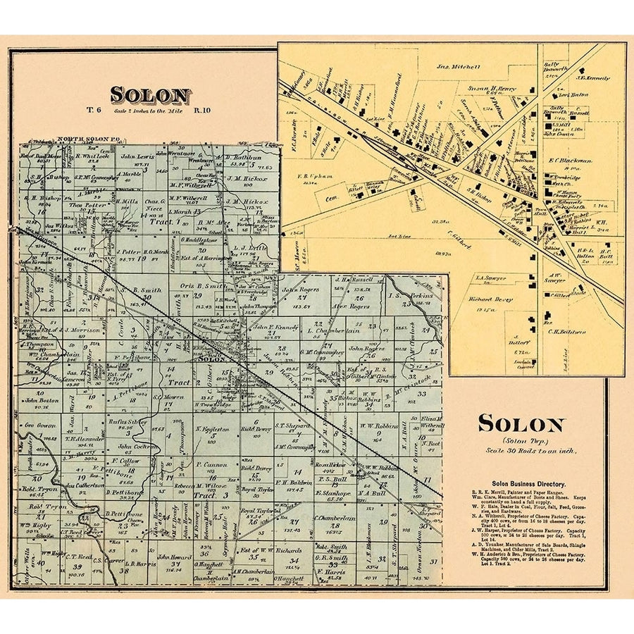 Solon Ohio Landowner - Titus 1876 Poster Print by Titus Titus OHSO0001 Image 1