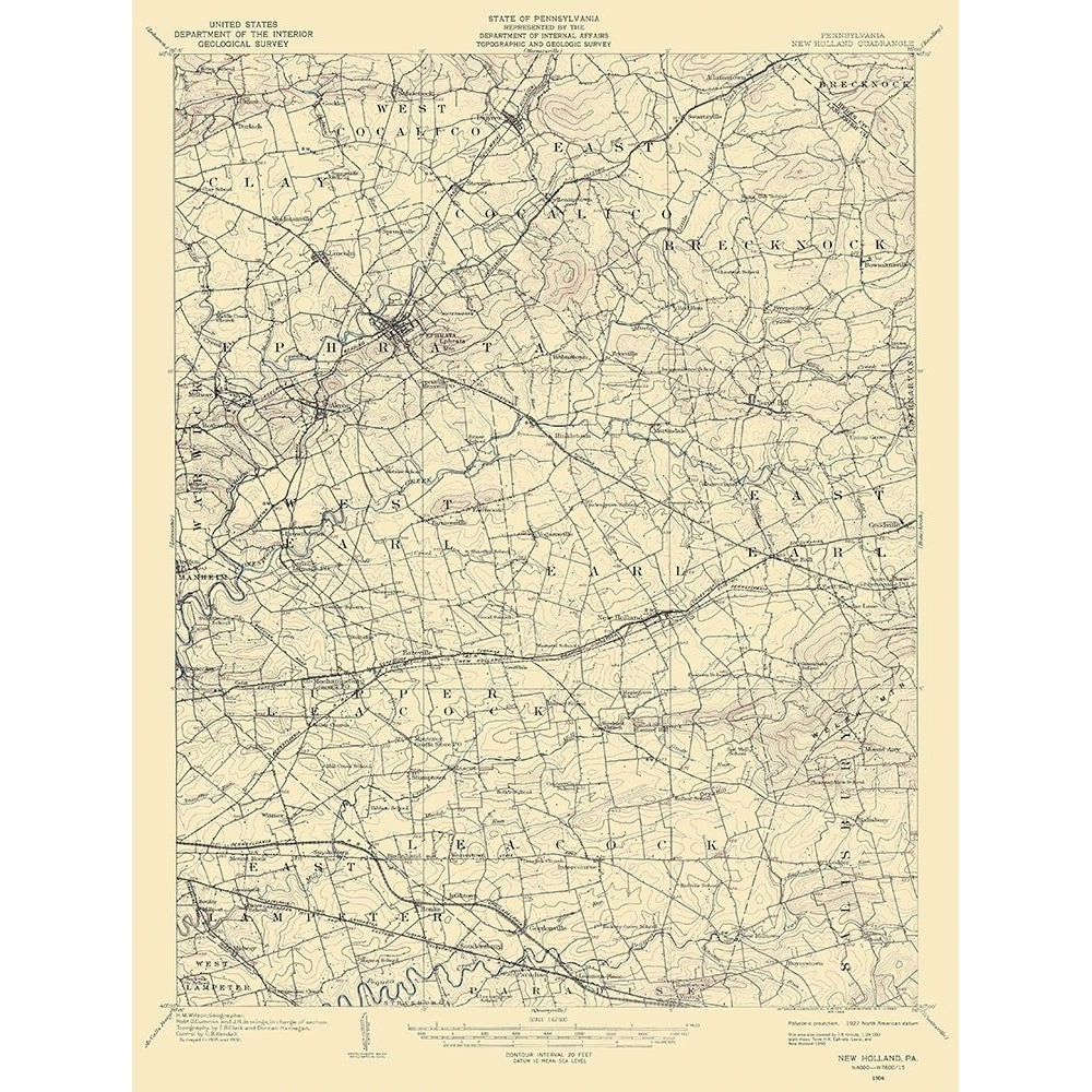 Holland Pennsylvania Quad - USGS 1906 Poster Print by USGS USGS PANE0001 Image 1