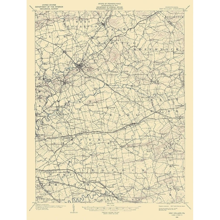 Holland Pennsylvania Quad - USGS 1906 Poster Print by USGS USGS PANE0001 Image 1