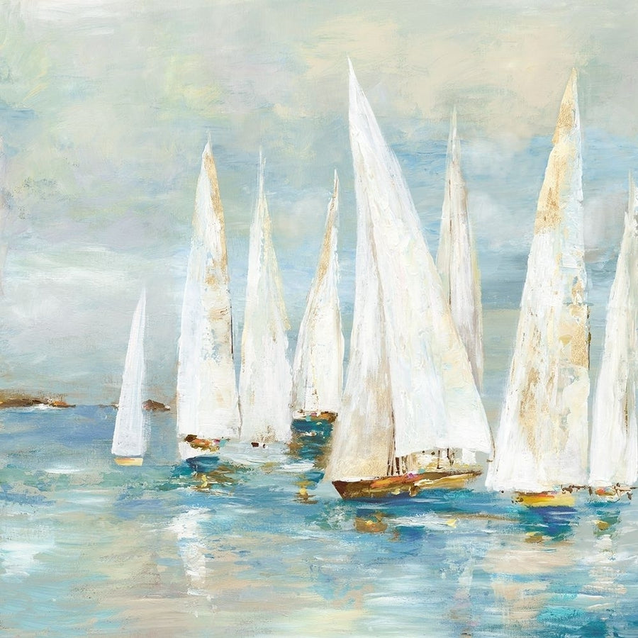 White Sailboats Poster Print by Allison Pearce Image 1