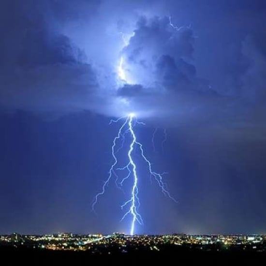 Blue Lightning Sq Poster Print by Douglas Taylor Image 1