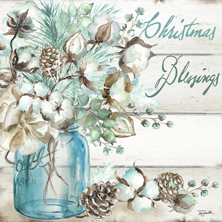 Christmas Blessings Mason Jar Square Poster Print by Tre Sorelle Studios Image 1