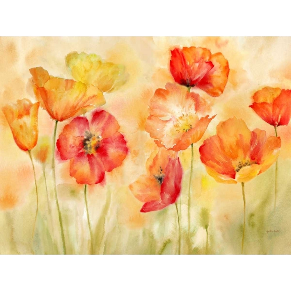 Watercolor Poppy Meadow Spice Landscape Poster Print by Cynthia Coulter Image 1