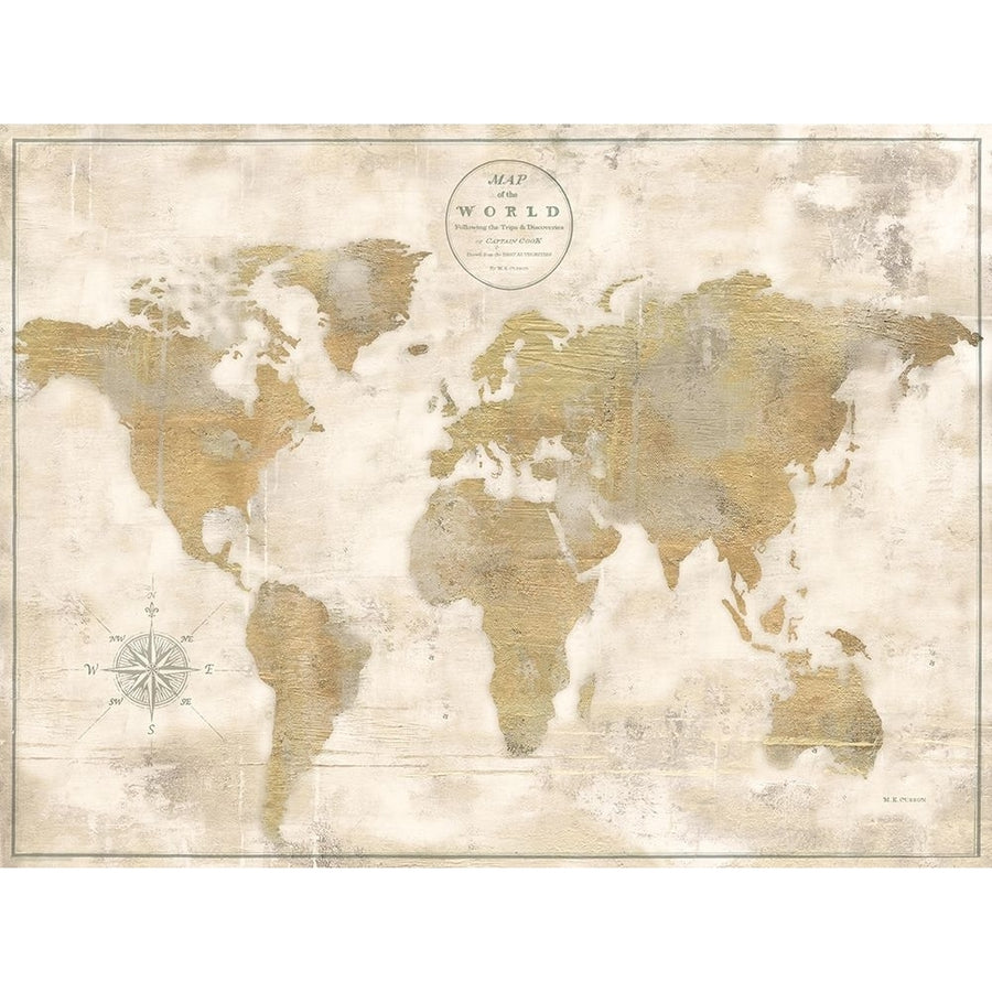 Rustic World Map Cream No Words Poster Print by Marie Elaine Cusson Image 1