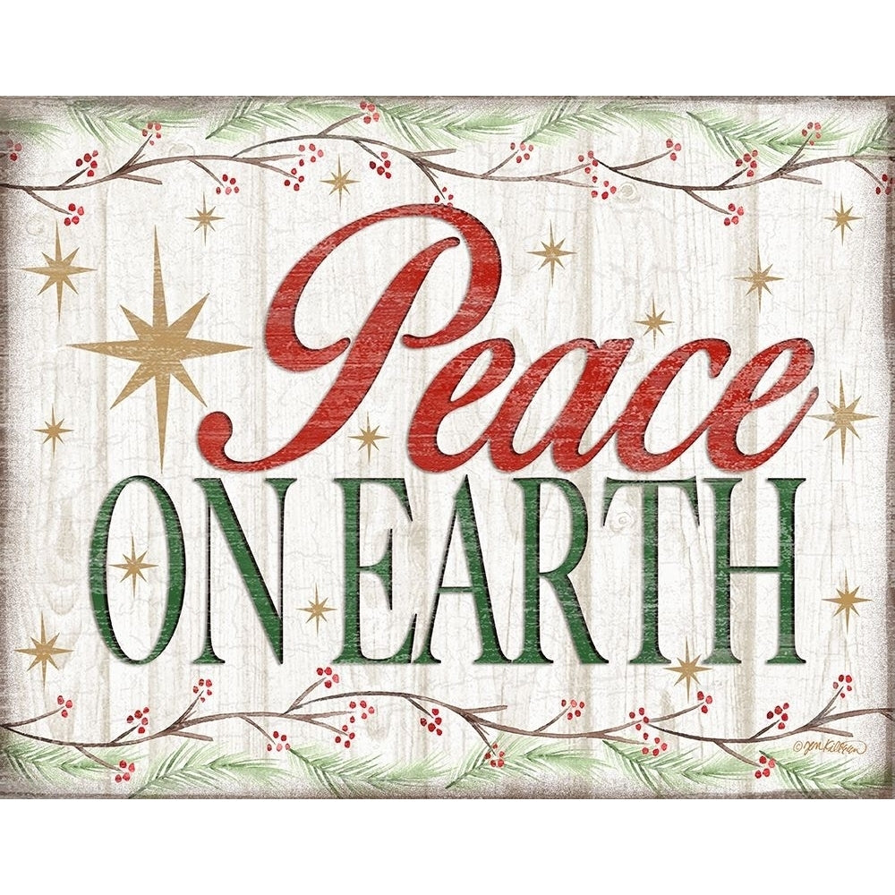 Peace On Earth Woodgrain Sign Poster Print by Jen Killeen Image 2